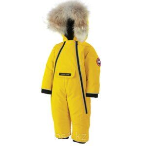 Canada Goose fur trim one piece Lamb Snowsuit 0-3 Months yellow